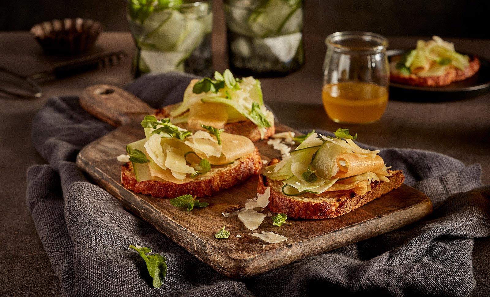 Photo of Cucumber Melon Caprese Crostini